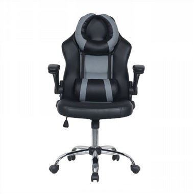 Black Gaming Chair with Footrest