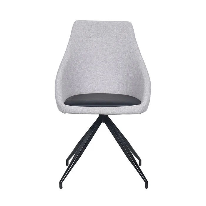 Gray Leather Low Backrest Swivel Bar Chair