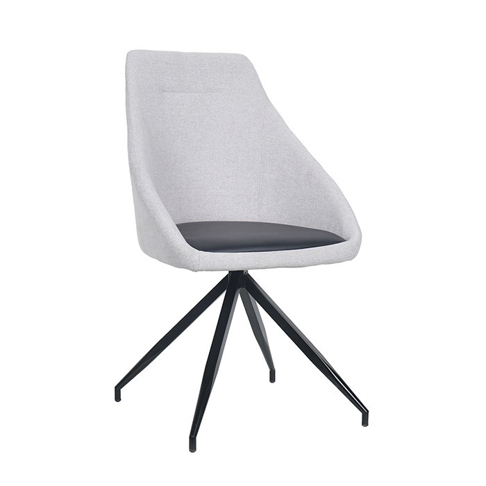 Gray Leather Low Backrest Swivel Bar Chair